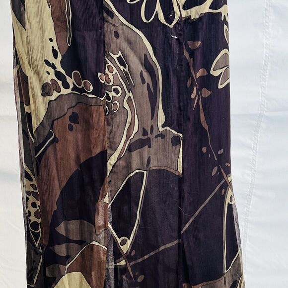 Escada Green and Brown Fauna Print Plisse Silk Ruffled Halter Maxi Dress 38 US 8 - Picture 11 of 12
